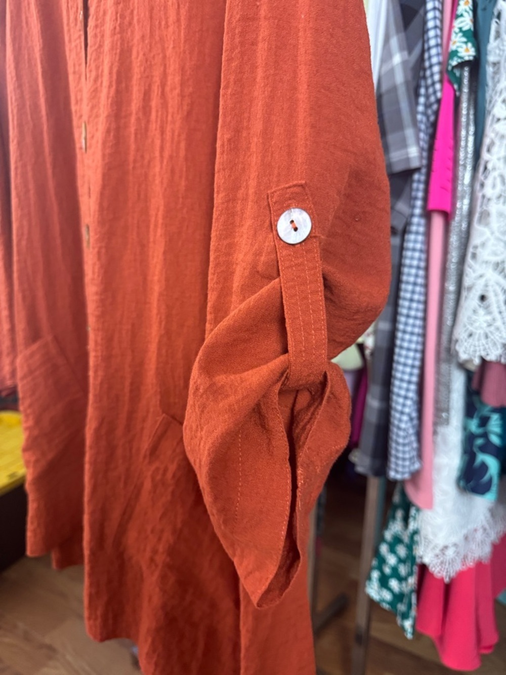 John Mark Women's Dark Orange Button-Up Top Tunic Size Medium - Picture 7 of 7